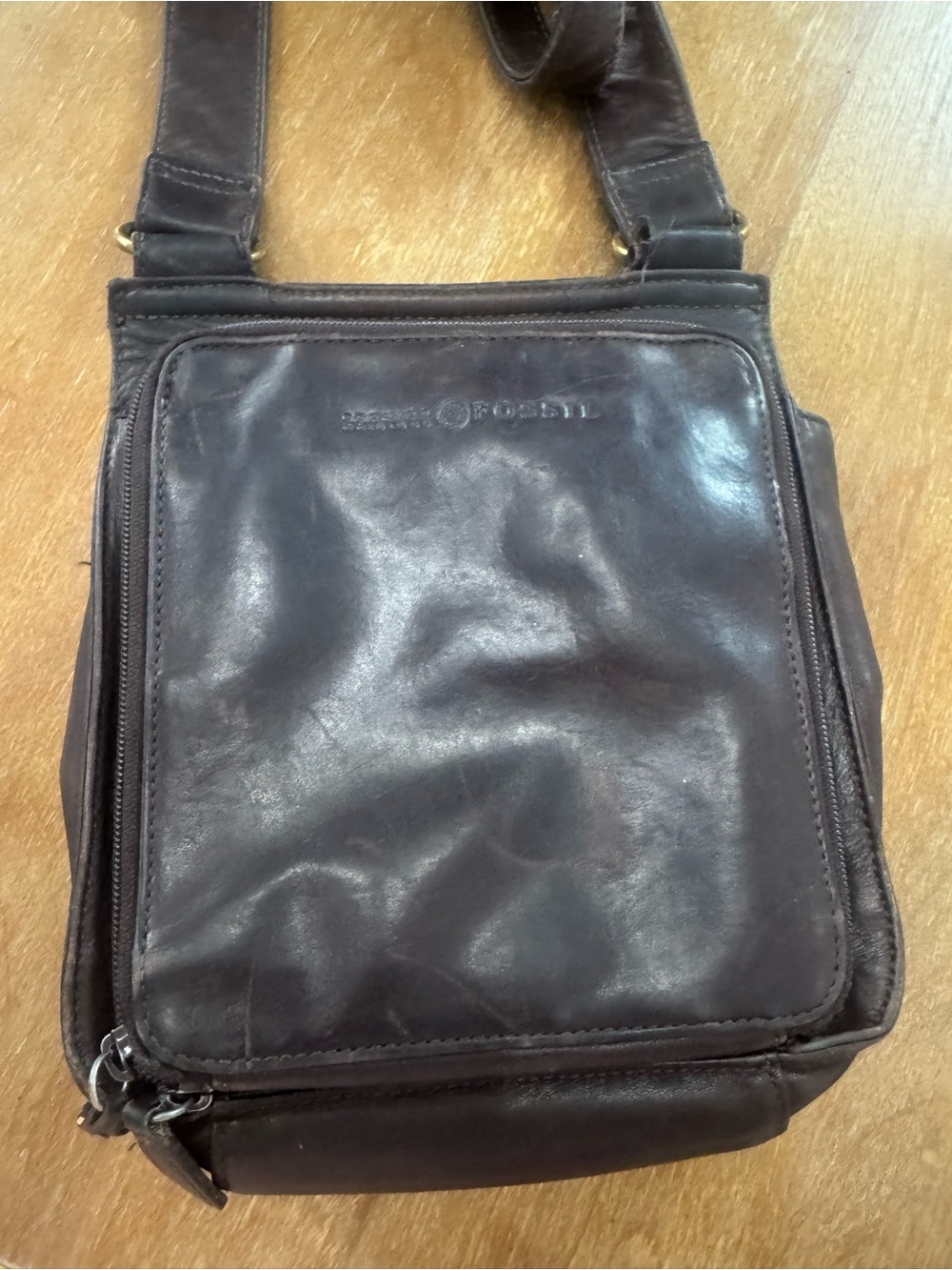 Fossil Brown Leather Messenger Crossbody Bag